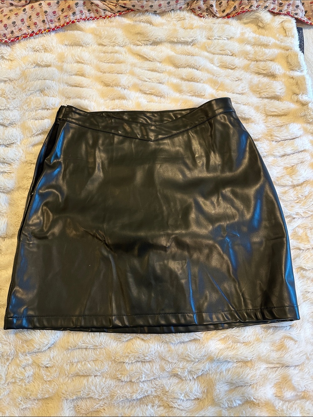 Black Faux Leather Mini Skirt - NEVER WORN